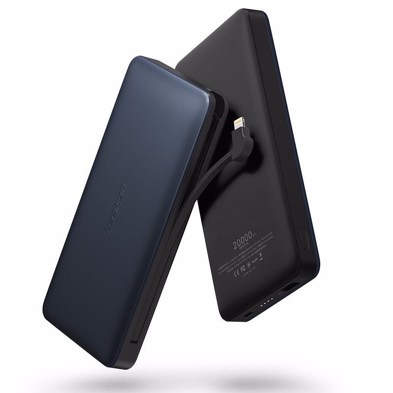 綠聯(lian)蘋果移動(dòng)電(dian)源，20000毫安(an)自帶iPhone8X數(shu)據線(xiàn)
