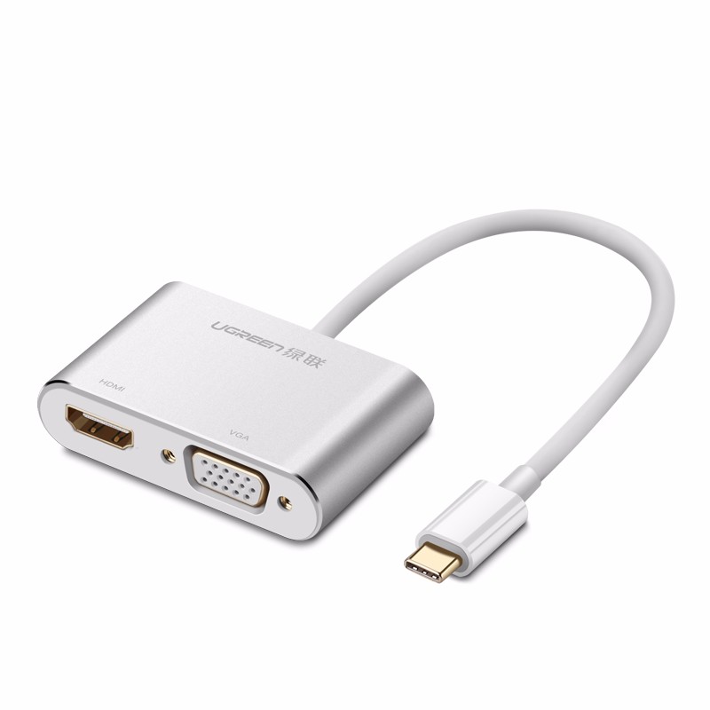 綠聯(lian)Type-c轉HDMI+VGA,Mate10蘋果筆(bǐ)記本(ben)投(tou)影儀轉換器(qi)