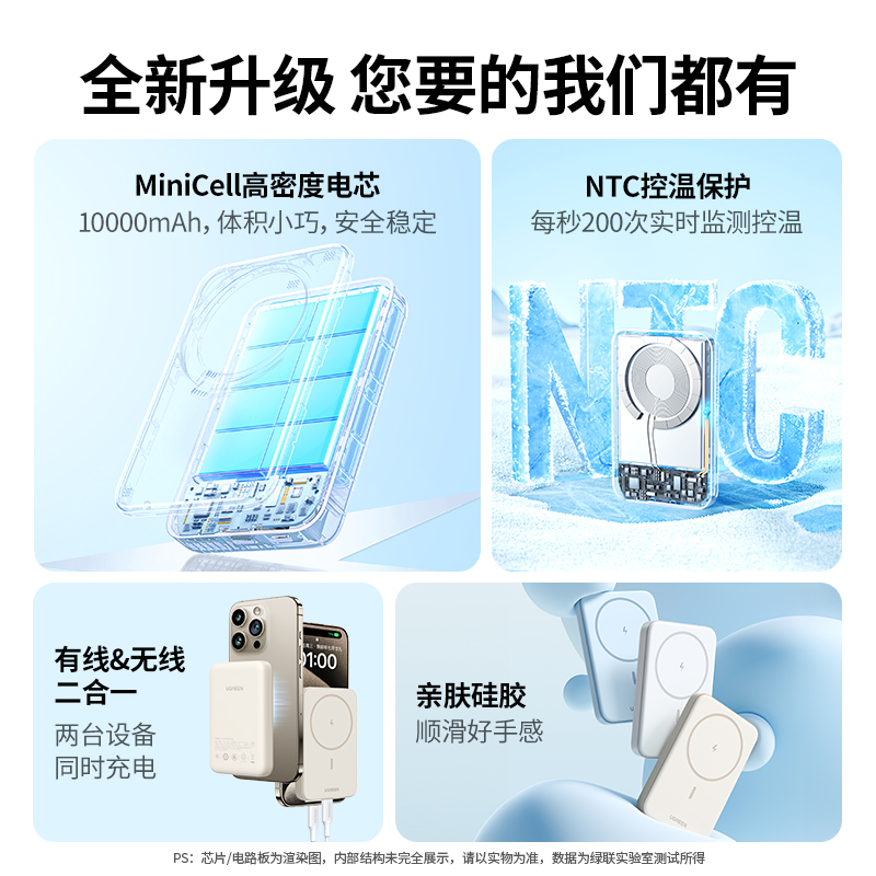 綠聯(lian)10000mAh 蘋果磁吸(xi)無線(xiàn)充電(dian)寶