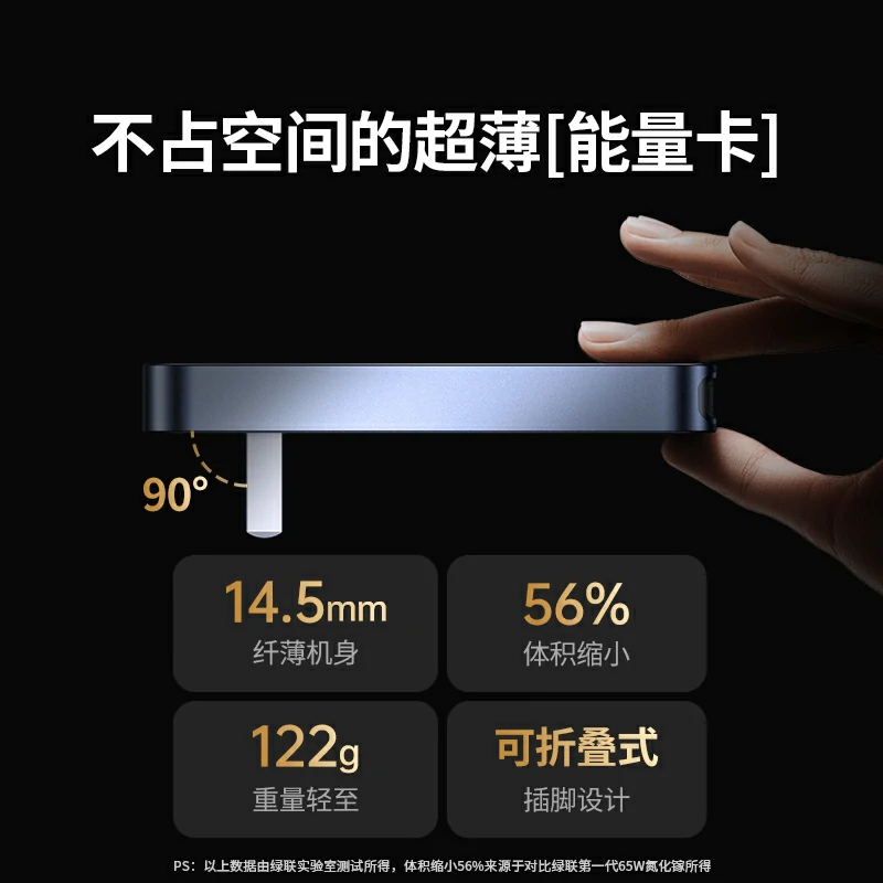 綠聯(lian) Nexode 閃充湃Pro 65W三口氮化镓餅幹充電(dian)器(qi)