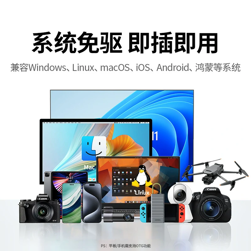綠聯(lian)高(gao)速(su)讀卡器(qi) USB/Type-C雙接口