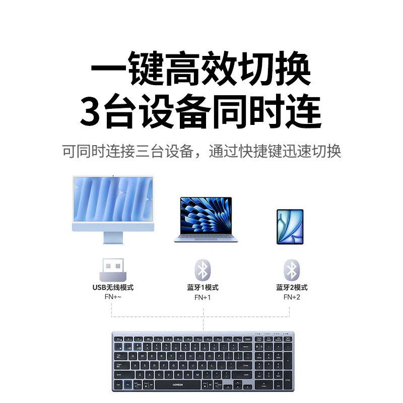 綠聯(lian)多(duo)模剪刀(dāo)腳99鍵無線(xiàn)鍵盤 充電(dian)款