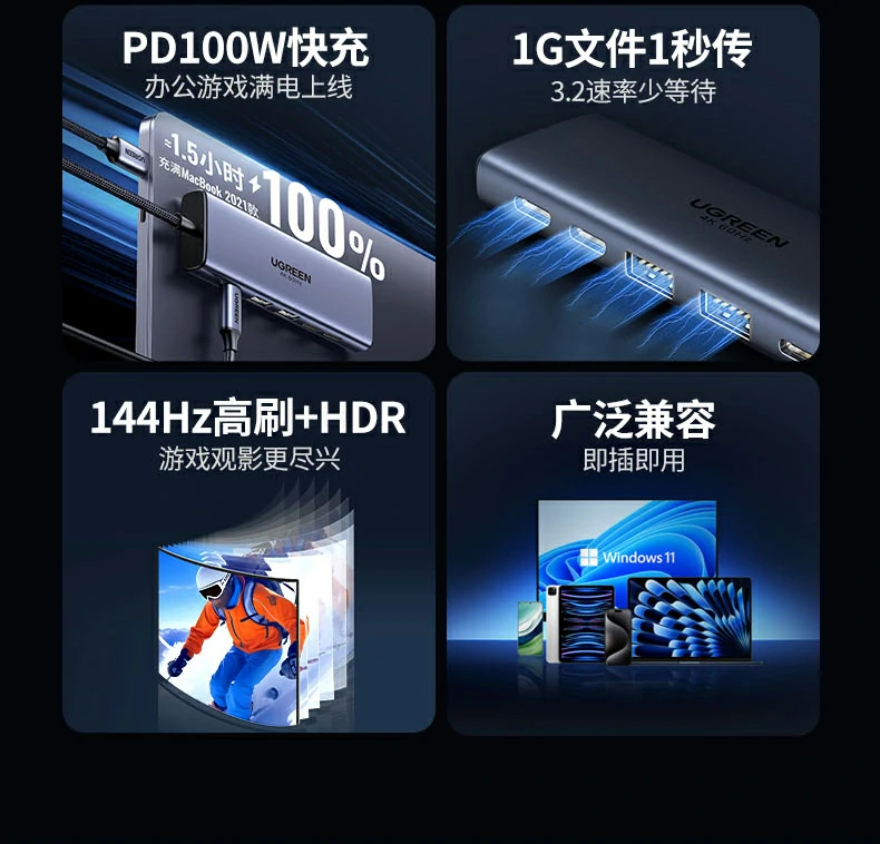 雙USB-A 3.2高(gao)速(su)接口 - 10Gbps傳(chuan)輸(shu),外接鍵鼠/U盤/硬盤無憂 雙USB-A 3.2接口特寫,速(su)率高(gao)達10Gbps