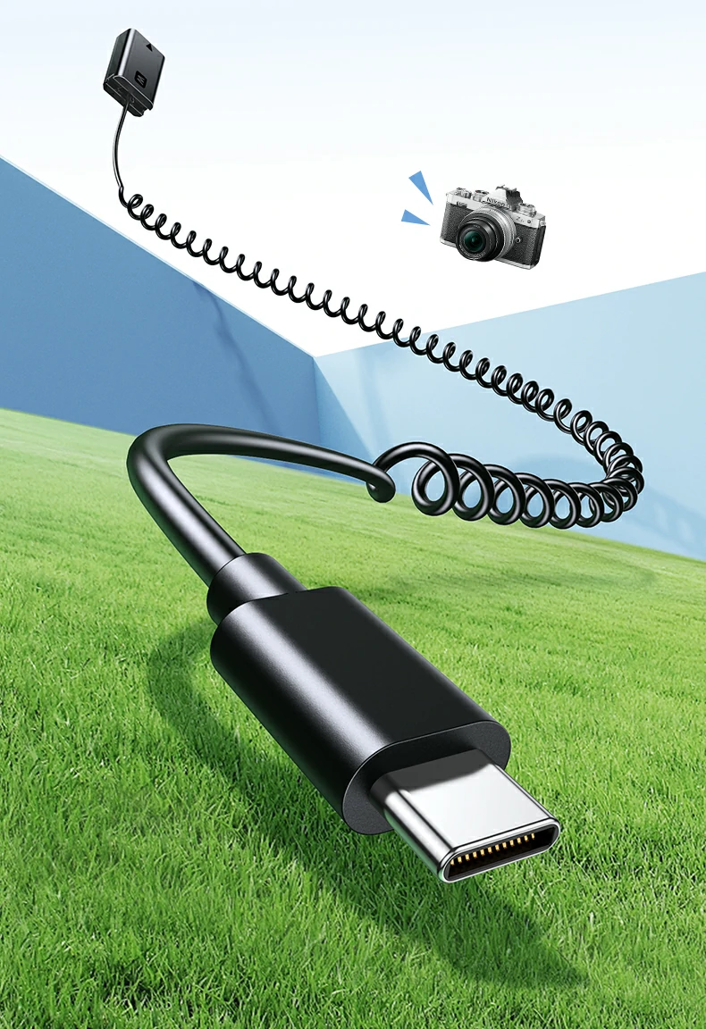 綠聯(lian)相機(jī)模拟電(dian)池Type-C接口特寫，支持充電(dian)寶續電(dian)使用(yong)場(chang)景