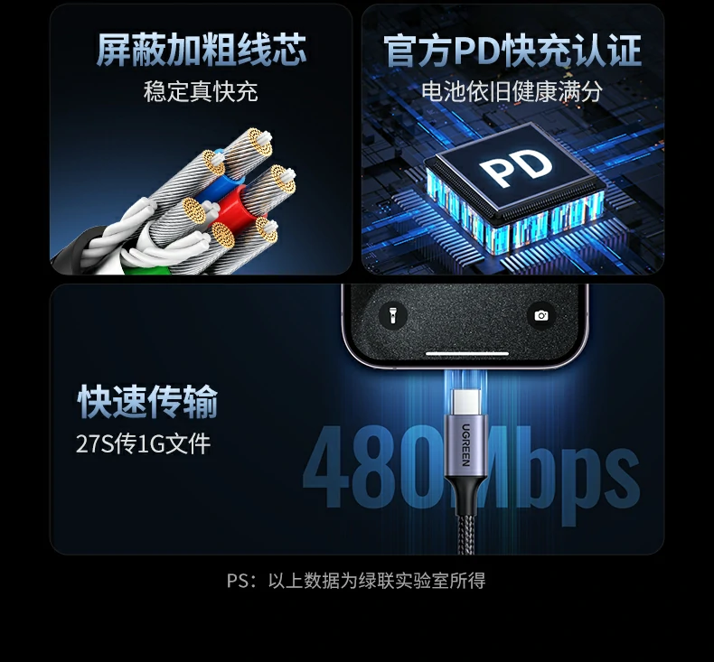 綠聯(lian)L507車(che)載快充線(xiàn)，CarPlay穩定連接不卡頓
