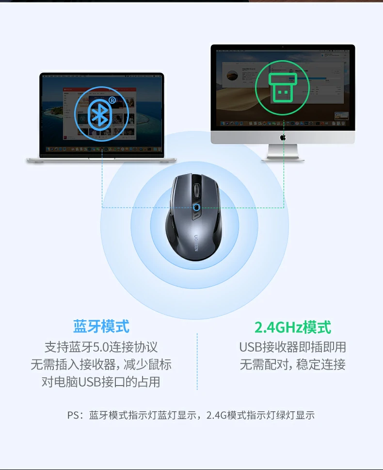 接收器(qi)收納倉 - 使用(yong)後(hou)可(kě)藏入鼠标底部(bu),防止丢失 2.4G接收器(qi)收納倉特寫,防丢設(shè)計(ji)